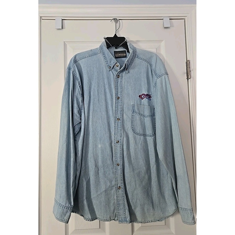Harvard Square Mens Long Sleeve Denim Cheers Shirt Size Xl (589)